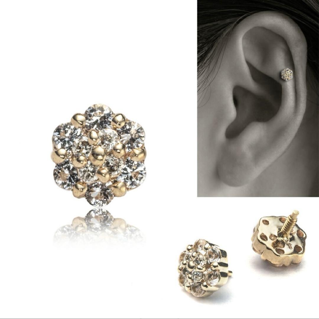 PICOLLET TOPAZDIAMONDK10YG フラワーピアス　ピコレ