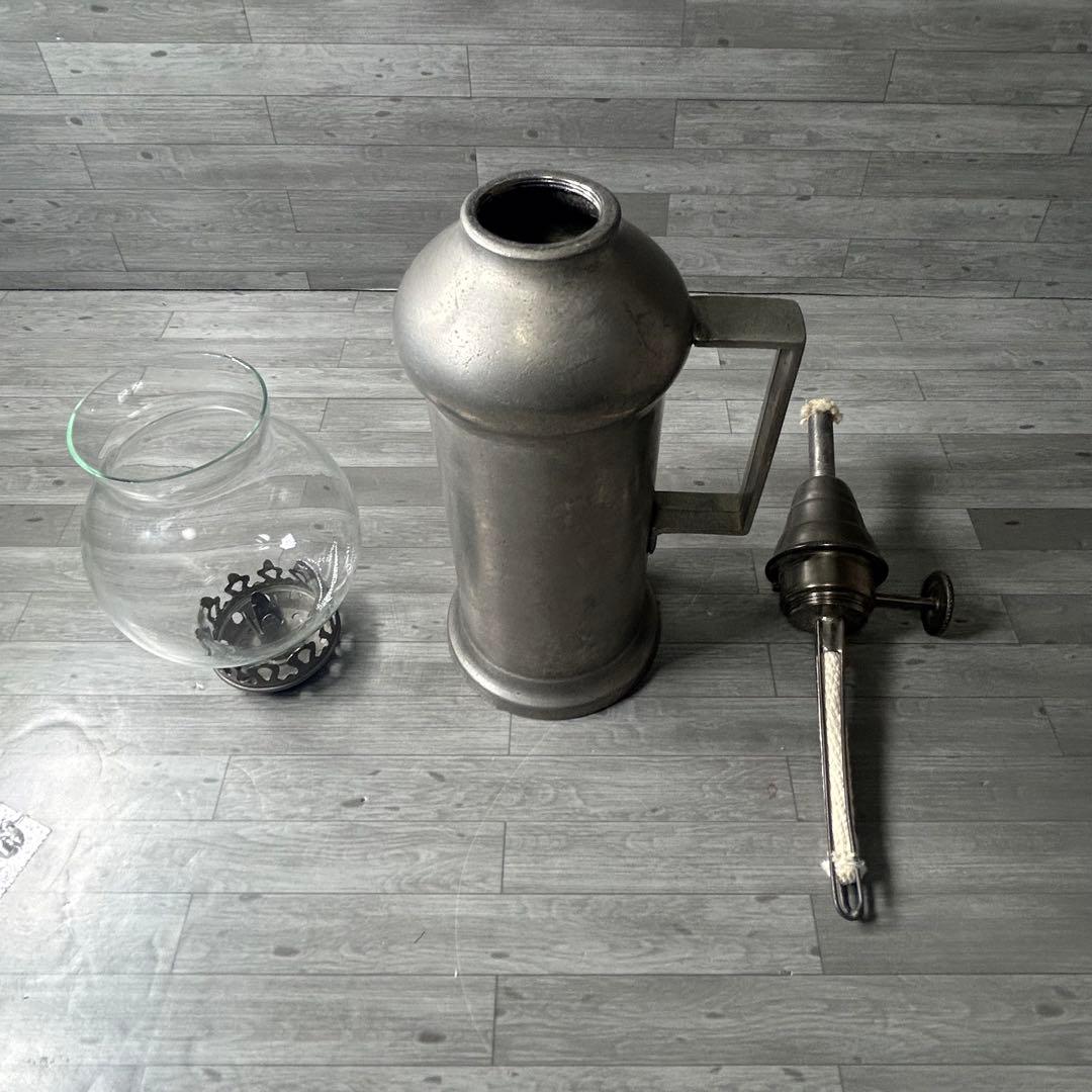 フランス製 アンティーク ヴィンテージ オイルランプ エタン ピューター製