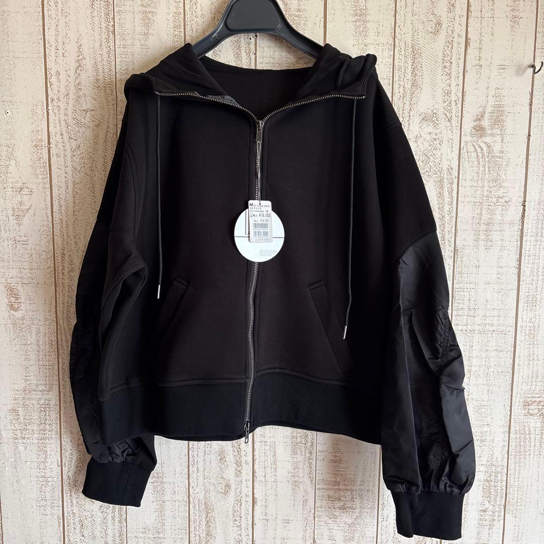 新品　ラシュッド　定価¥1万9000円　ギャザースリーブジップアップパーカー