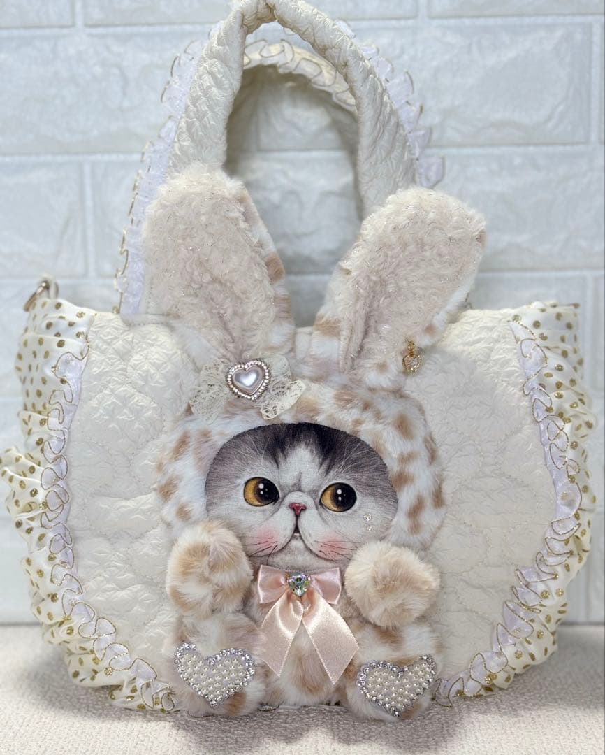 ゆ*ら様 コヤンイサムチョン　ハンドメイド　ギャザーバッグ　マンドゥちゃん　ホワ