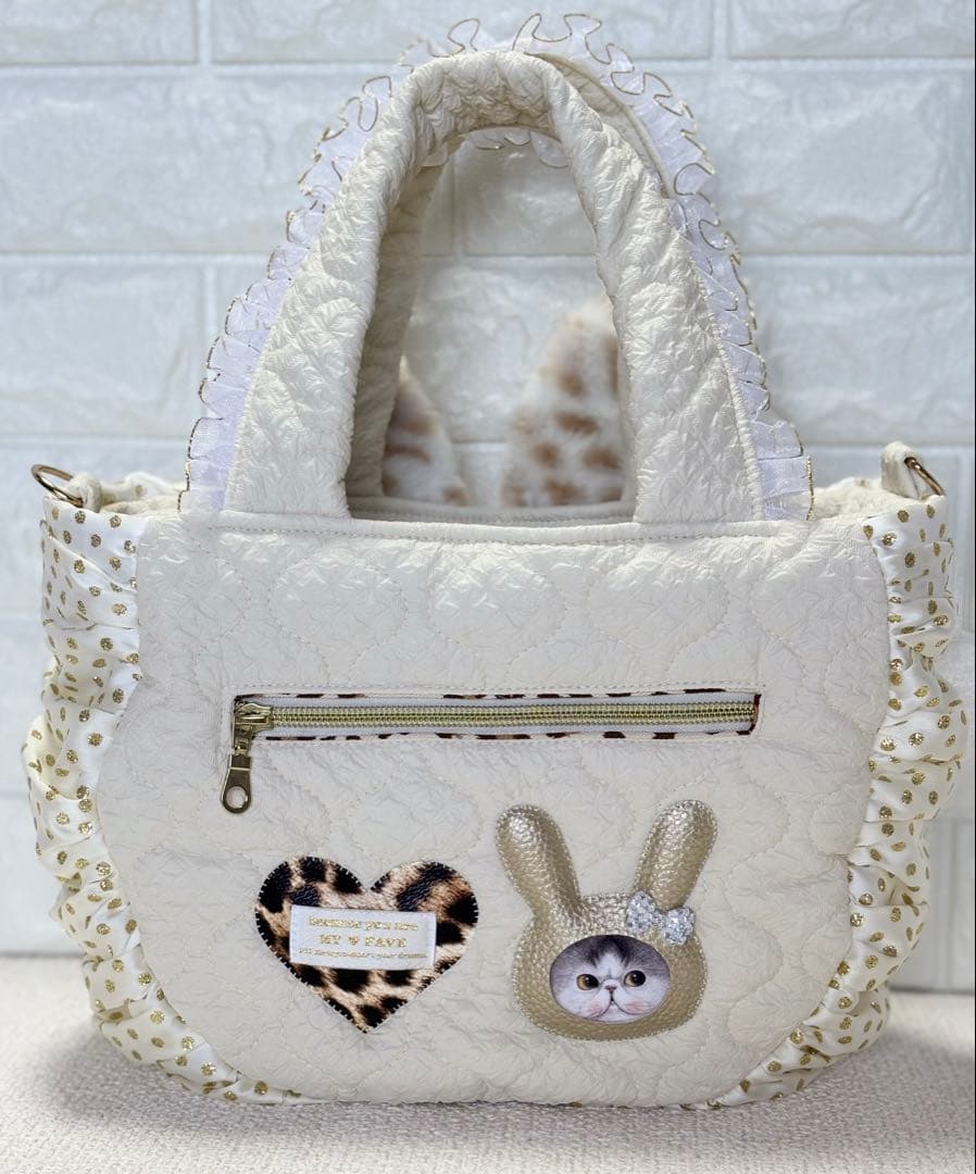 ゆ*ら様 コヤンイサムチョン　ハンドメイド　ギャザーバッグ　マンドゥちゃん　ホワ