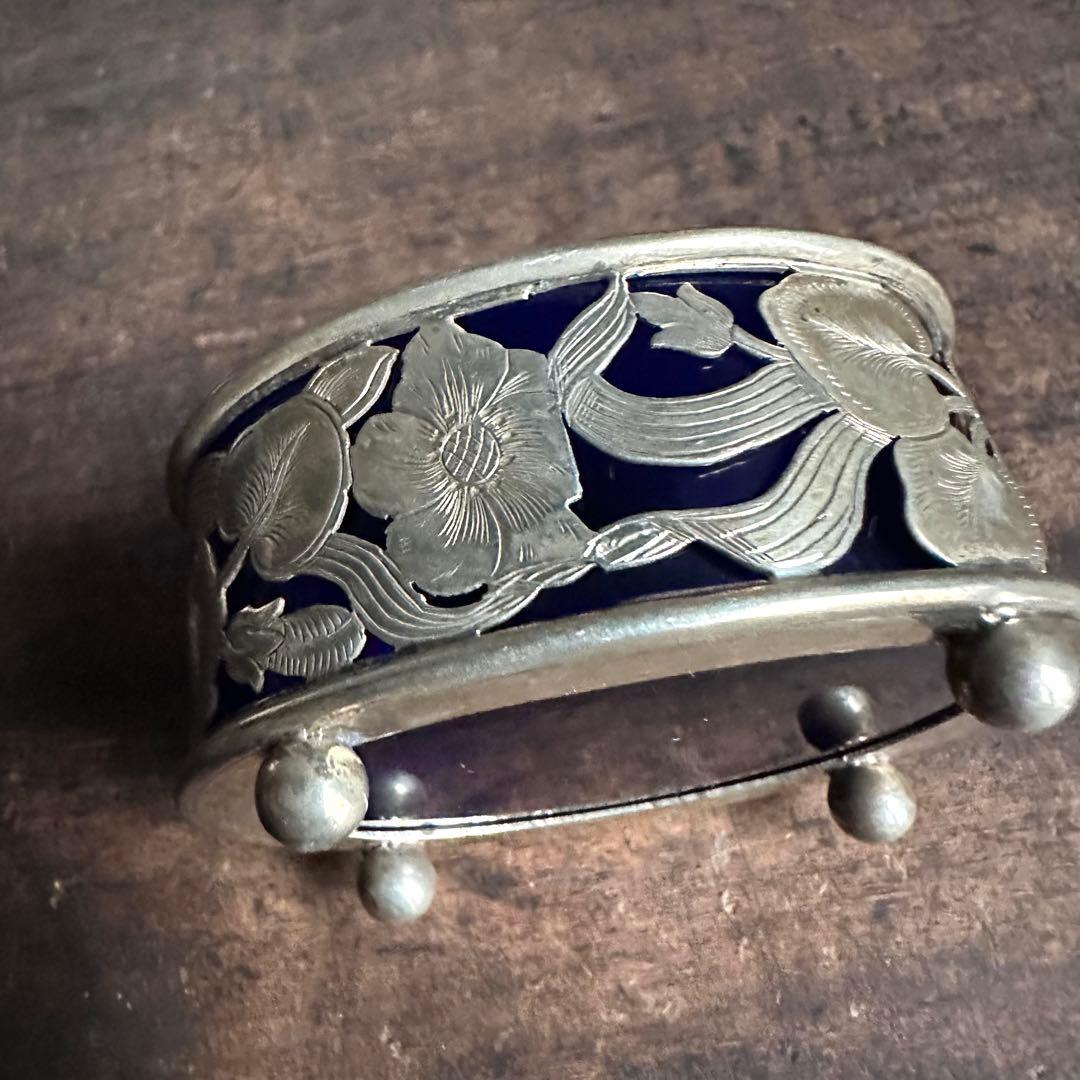 希少　一点物　銀　シルバー　瑠璃　ガラス　置物　小物入れ