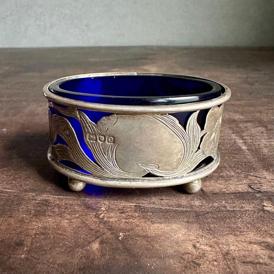 希少　一点物　銀　シルバー　瑠璃　ガラス　置物　小物入れ