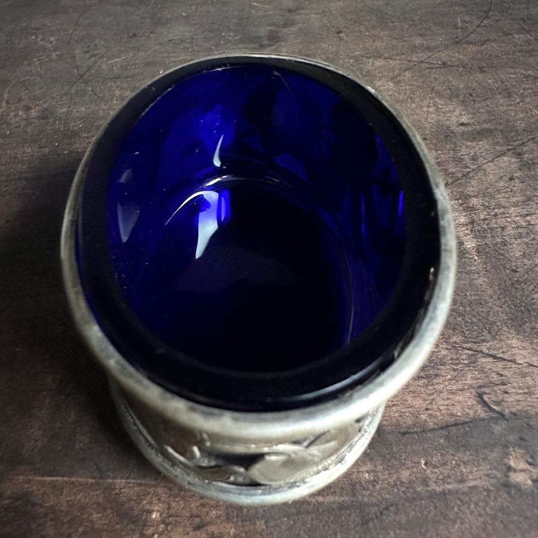 希少　一点物　銀　シルバー　瑠璃　ガラス　置物　小物入れ