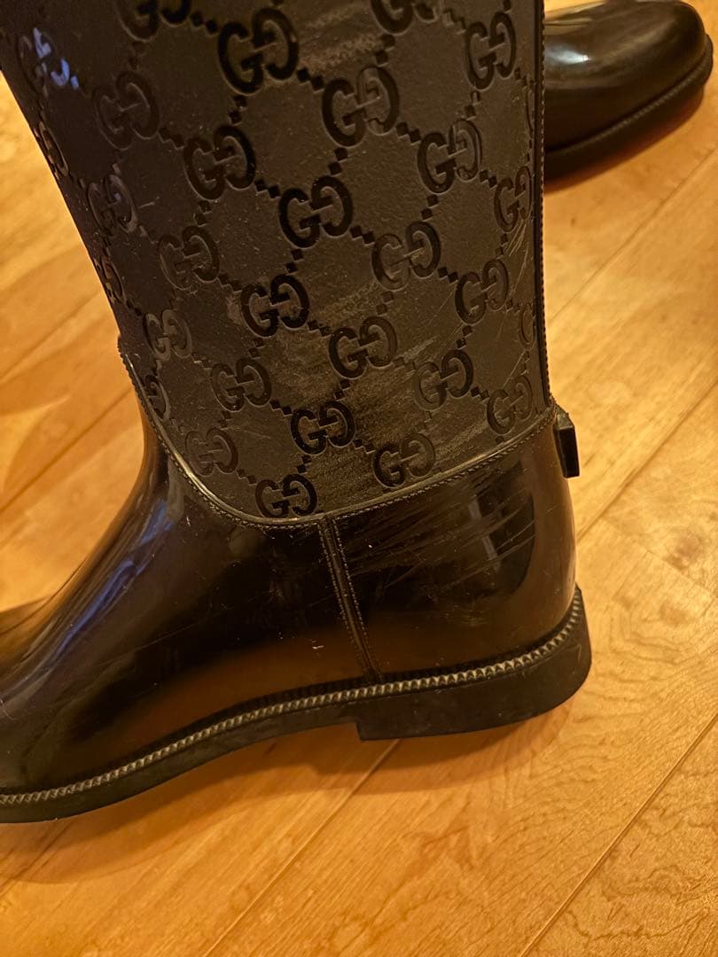 Gucci ブラック 長靴 GGパターン
