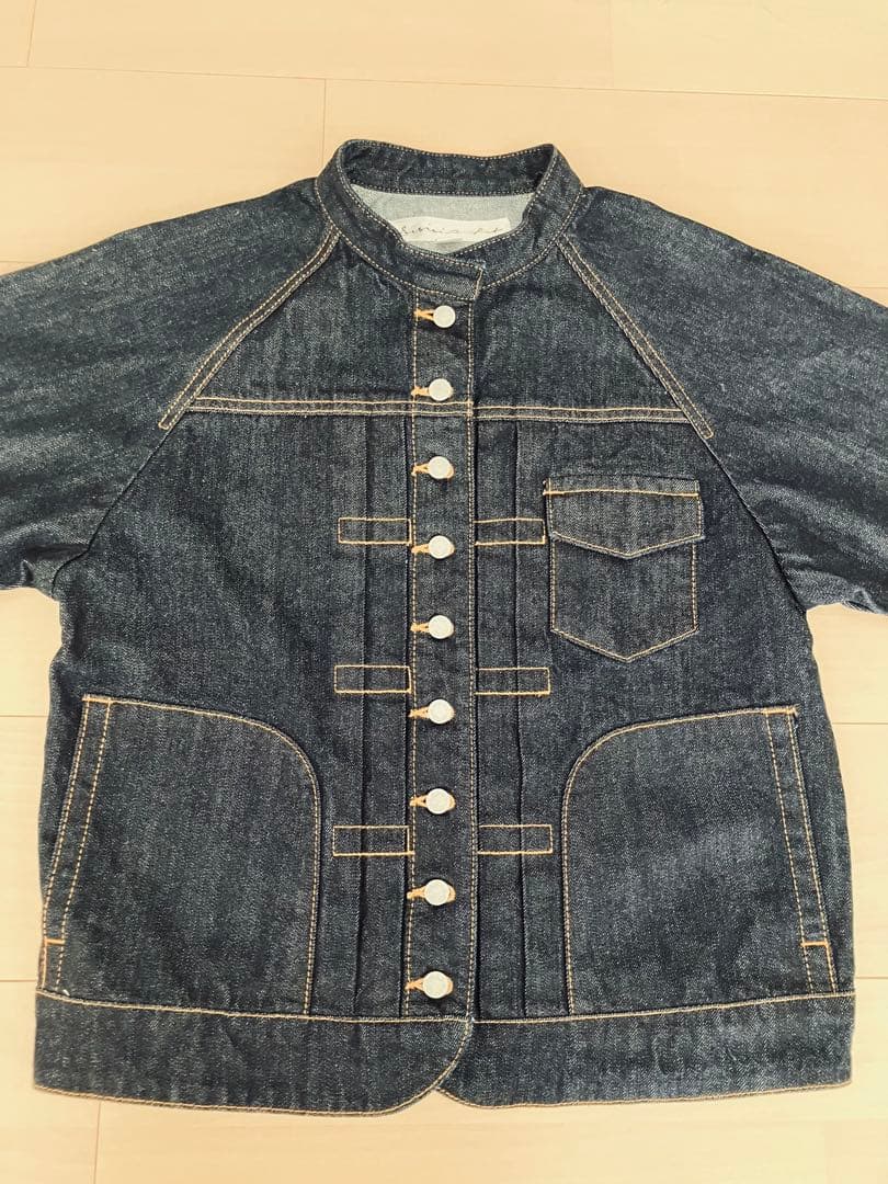 【スースースー　コンフォート】サイズ38 ダークデニム ボタンフロントジャケット