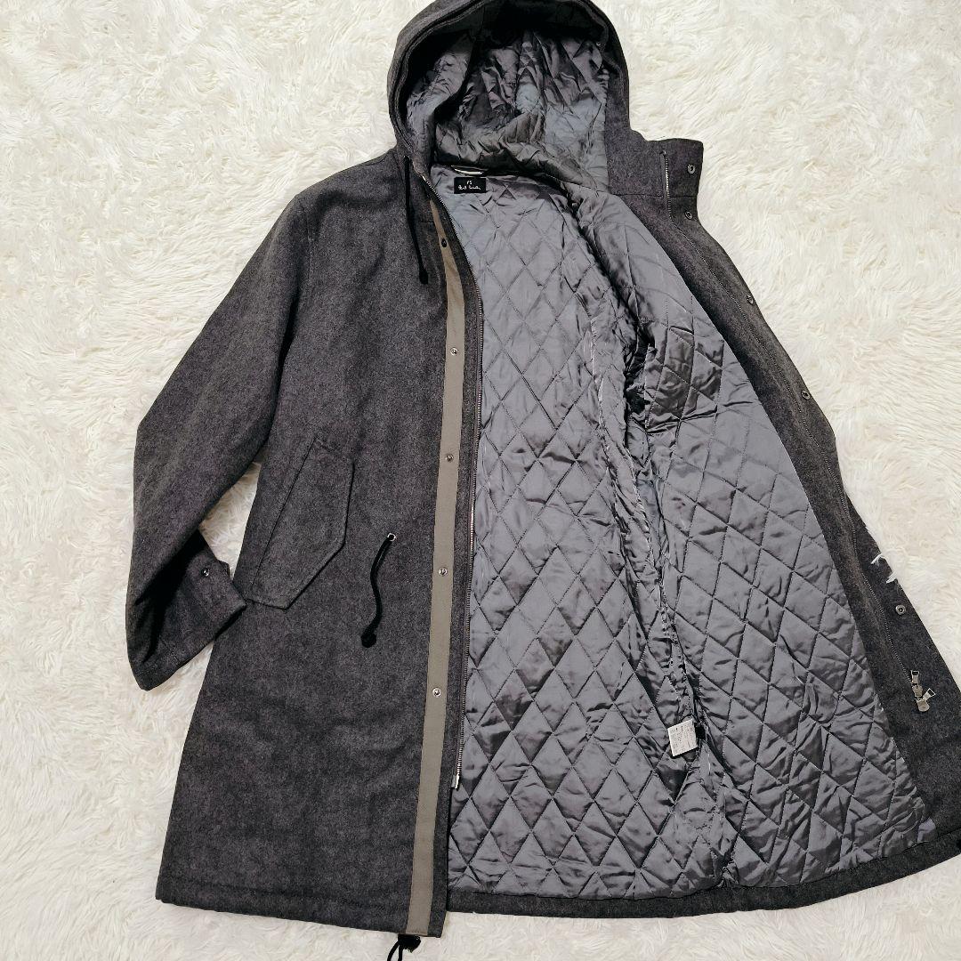 XL/PAUL SMITH ウールカシミヤメルトンロングコート 裏地キルティング