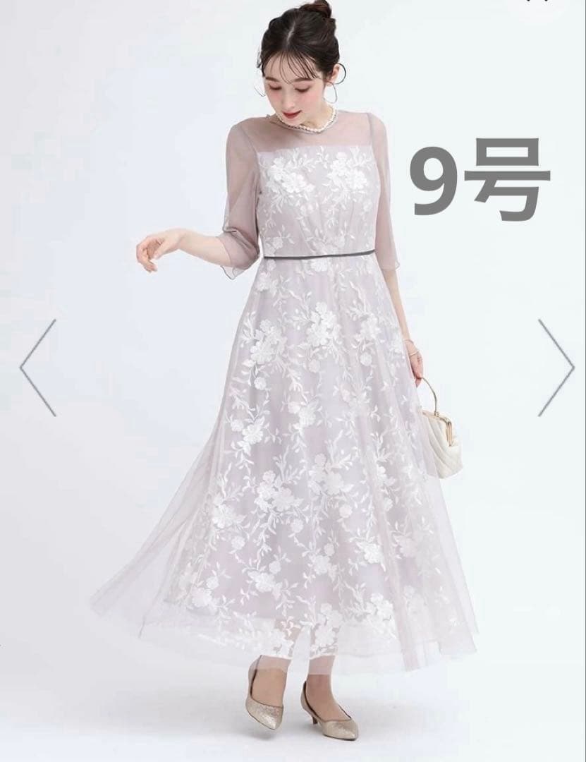 ＊Rire Féte ＊　ボタニカル刺繍　ドレス　9号　ベージュ