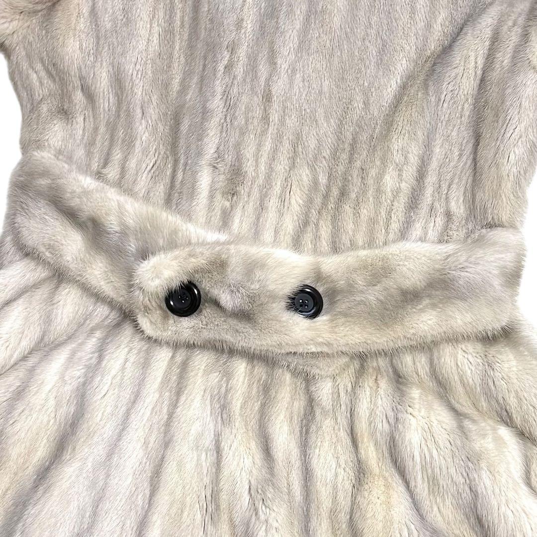 裾周り273 クロスミンク ファーコート バイカラー ロールアップ 着丈102