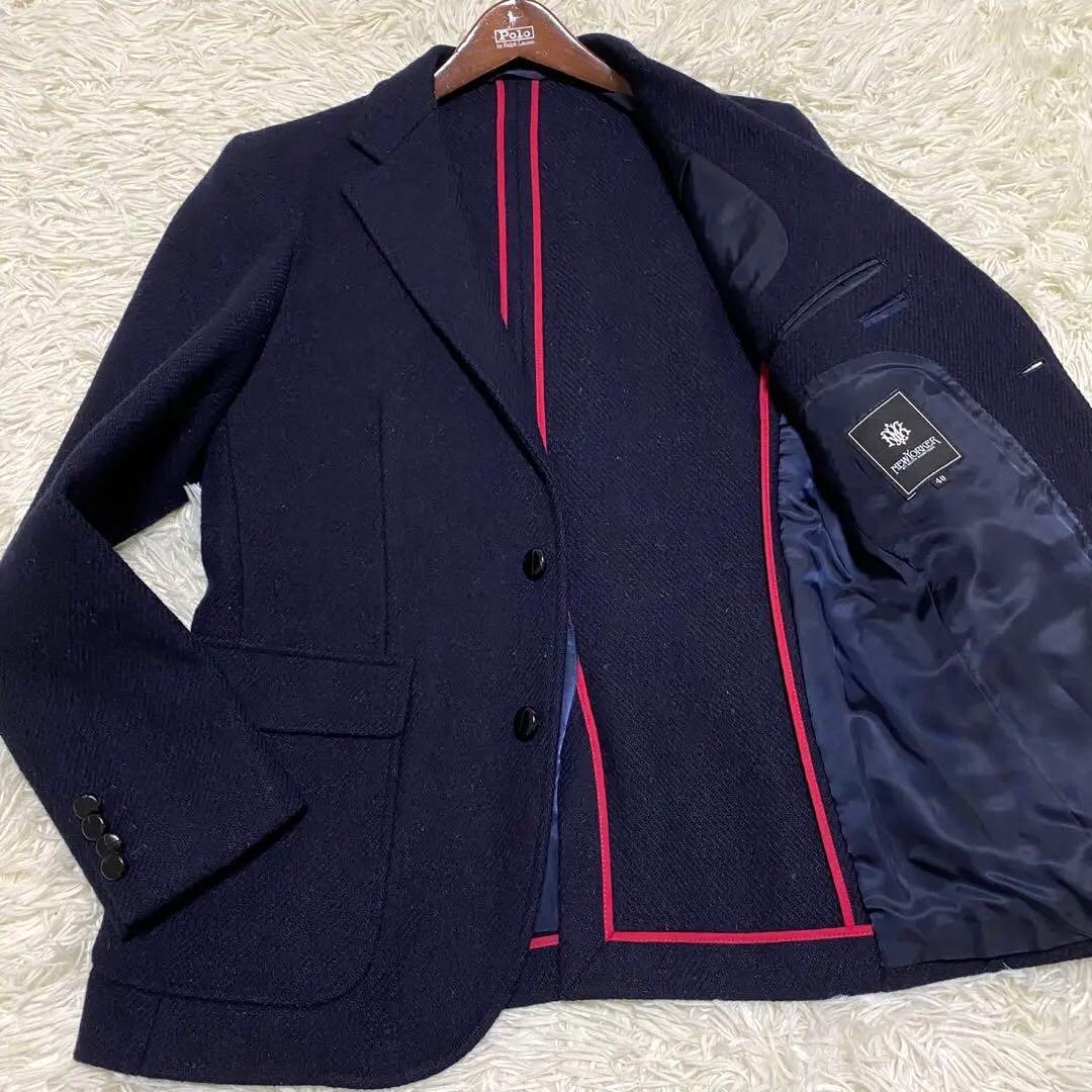 【極美品✨】ニューヨーカー ハリスツイード テーラードジャケット 紺 48