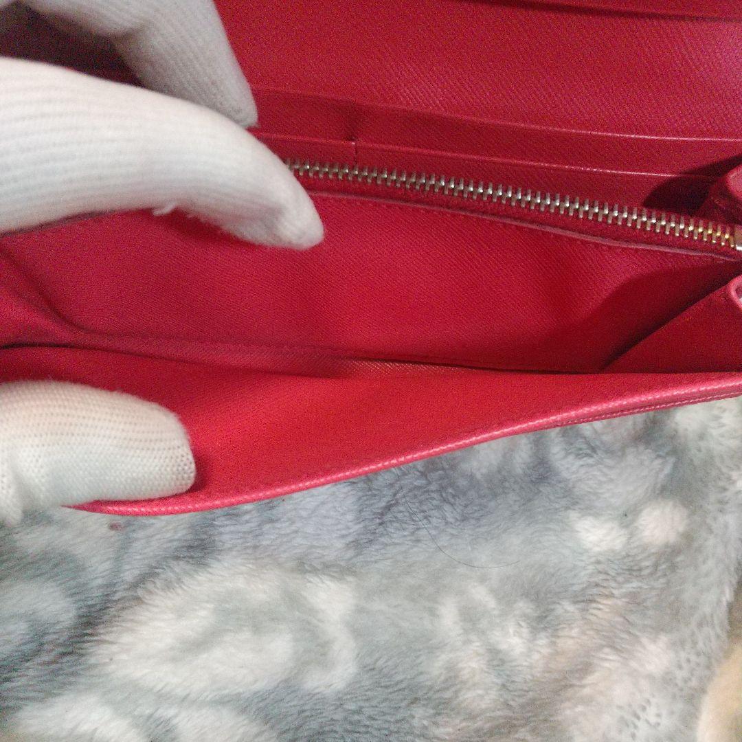 PRADAサフィアーノ リボン付き 長財布オレンジ系