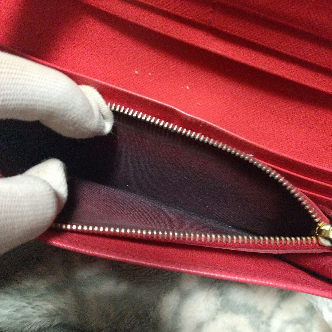 PRADAサフィアーノ リボン付き 長財布オレンジ系