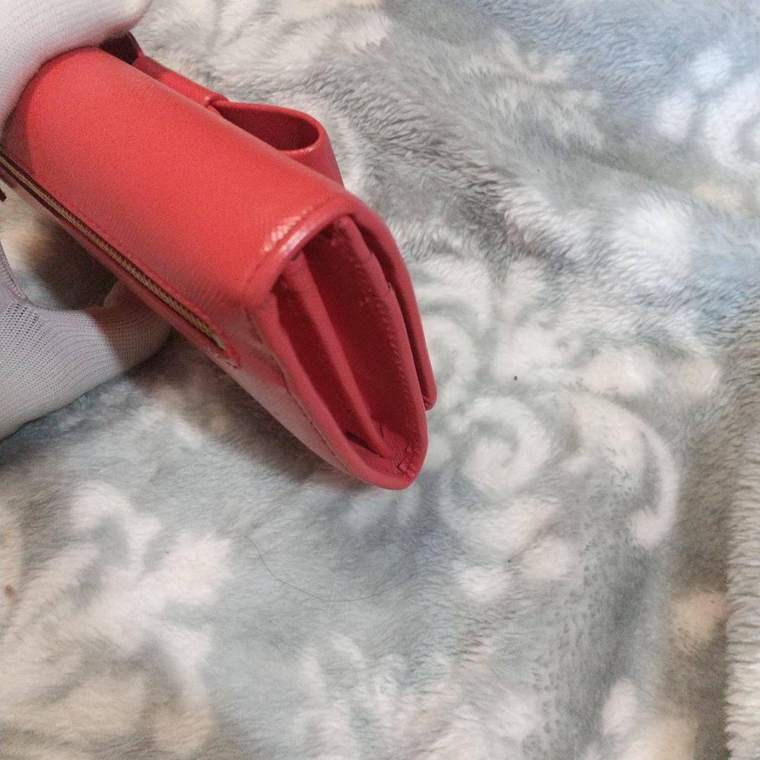 PRADAサフィアーノ リボン付き 長財布オレンジ系