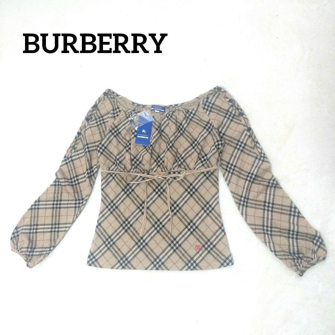 【タグ付未使用】バーバリーブルーレーベル　カットソー　ノバチェック　ウール　38