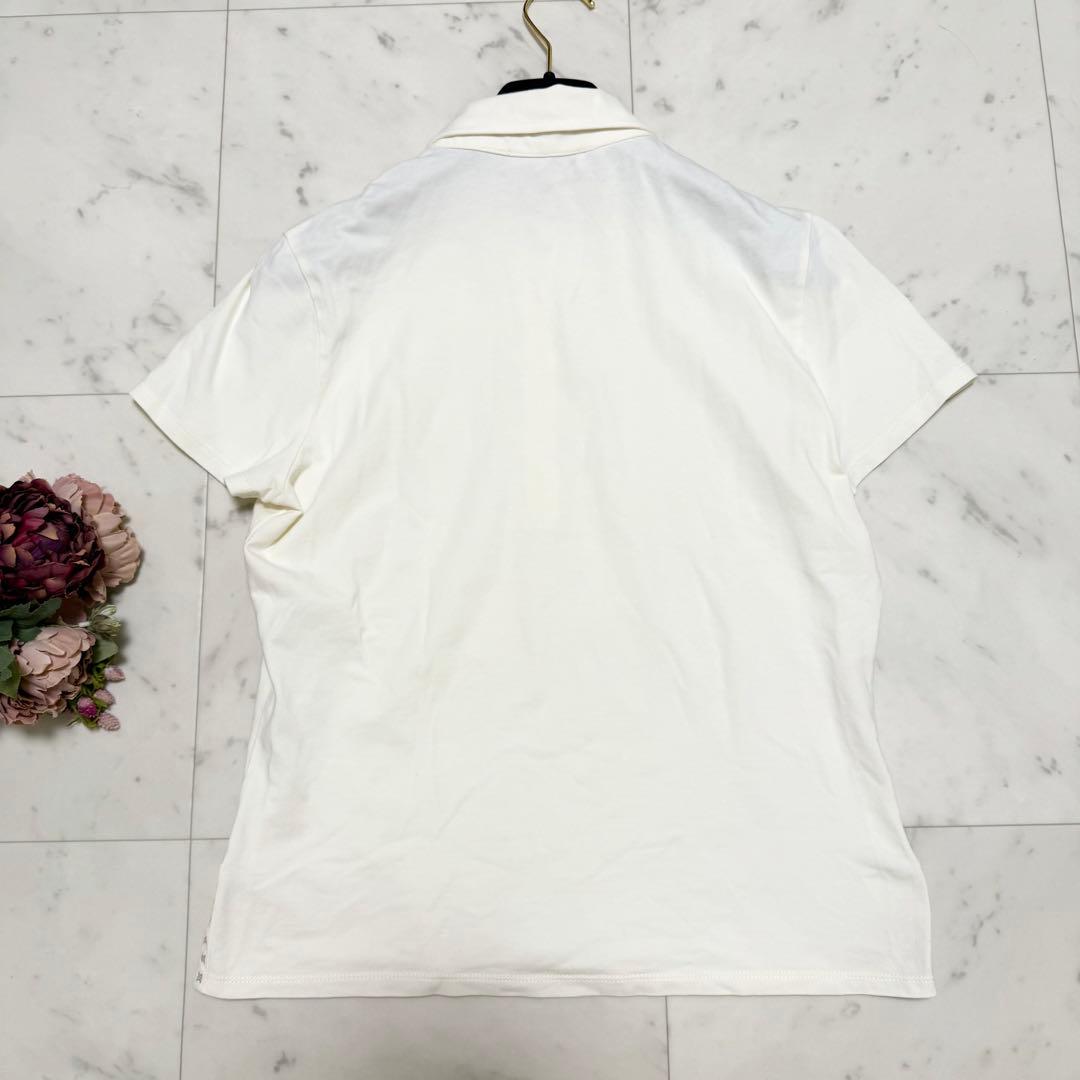 美品❤️セリーヌ　半袖　ポロシャツ　トリオンフ　刺繍　ホワイト　L マカダム柄