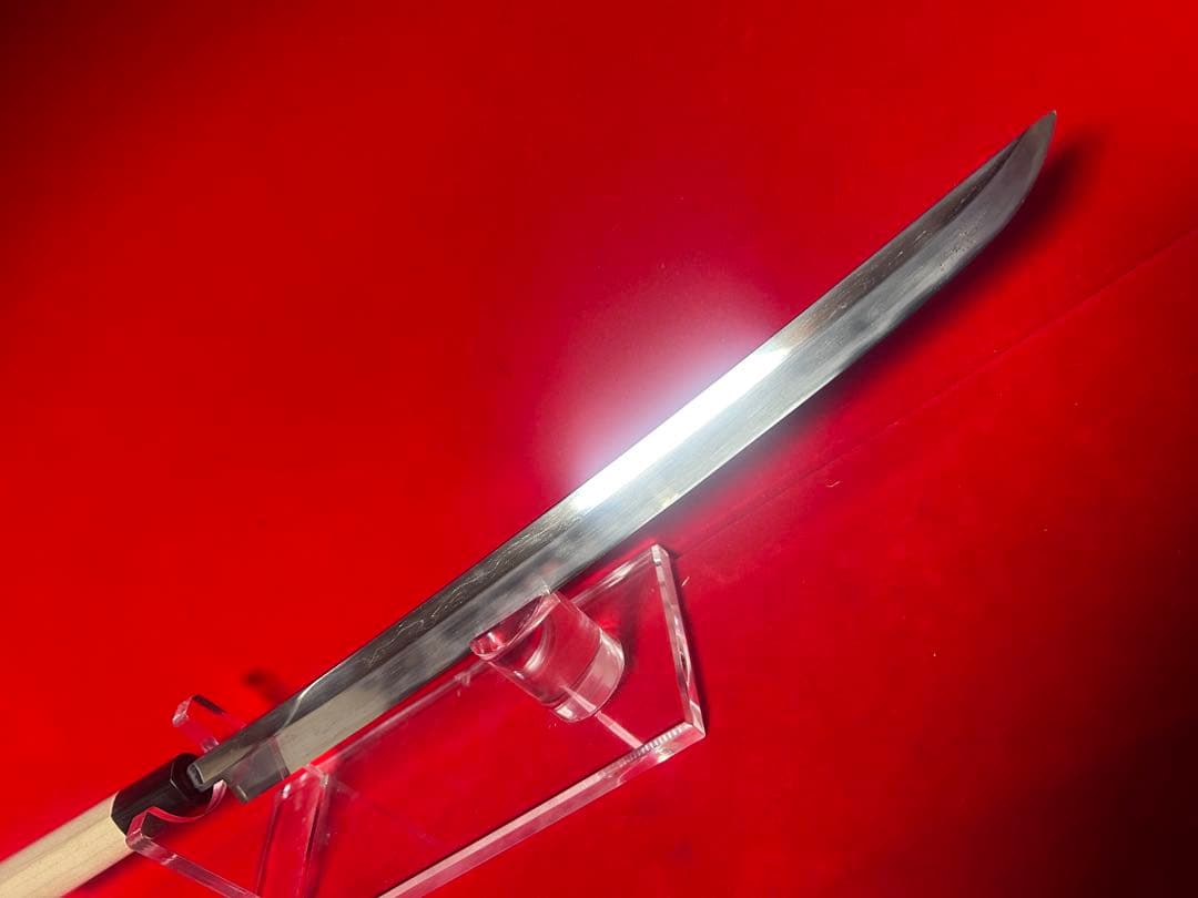 01594 包丁　先丸蛸引　尺一　玉鋼　両刃　刃文有り　墨流し　箱付　未使用品