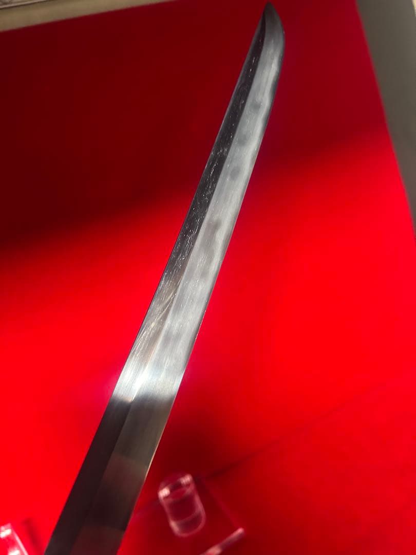 01594 包丁　先丸蛸引　尺一　玉鋼　両刃　刃文有り　墨流し　箱付　未使用品