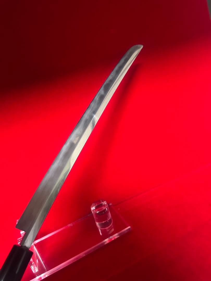 01594 包丁　先丸蛸引　尺一　玉鋼　両刃　刃文有り　墨流し　箱付　未使用品