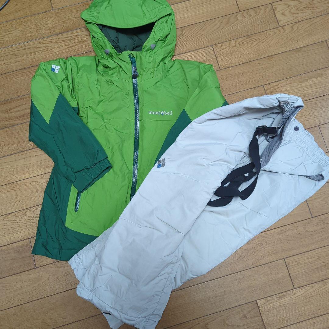 mont-bell 子ども用スキーウェア 130サイズ グリーン/ホワイト