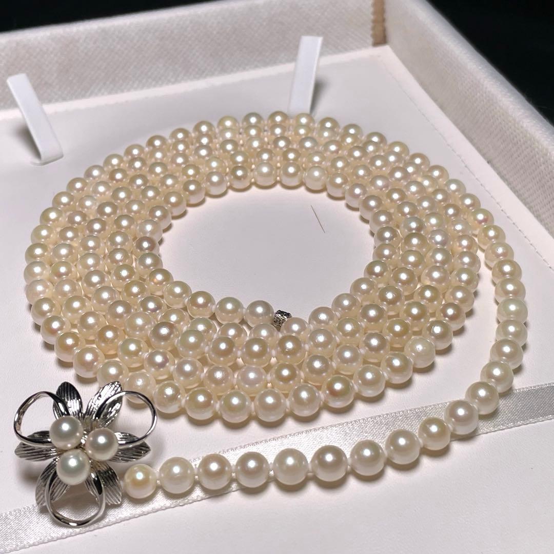 アコヤパール フラワークラスプ ロングネックレス 5.9〜6.3㎜ O556