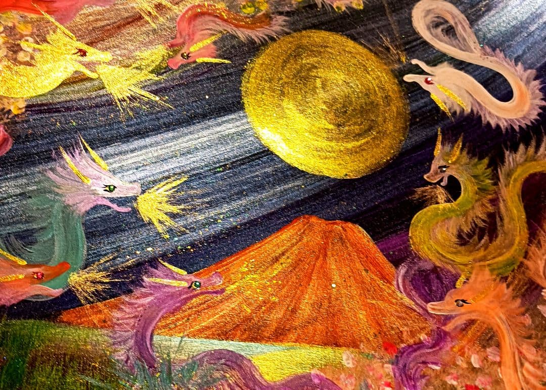 ともちゃん ＃❀九頭龍最高神赤富士山絵画❀