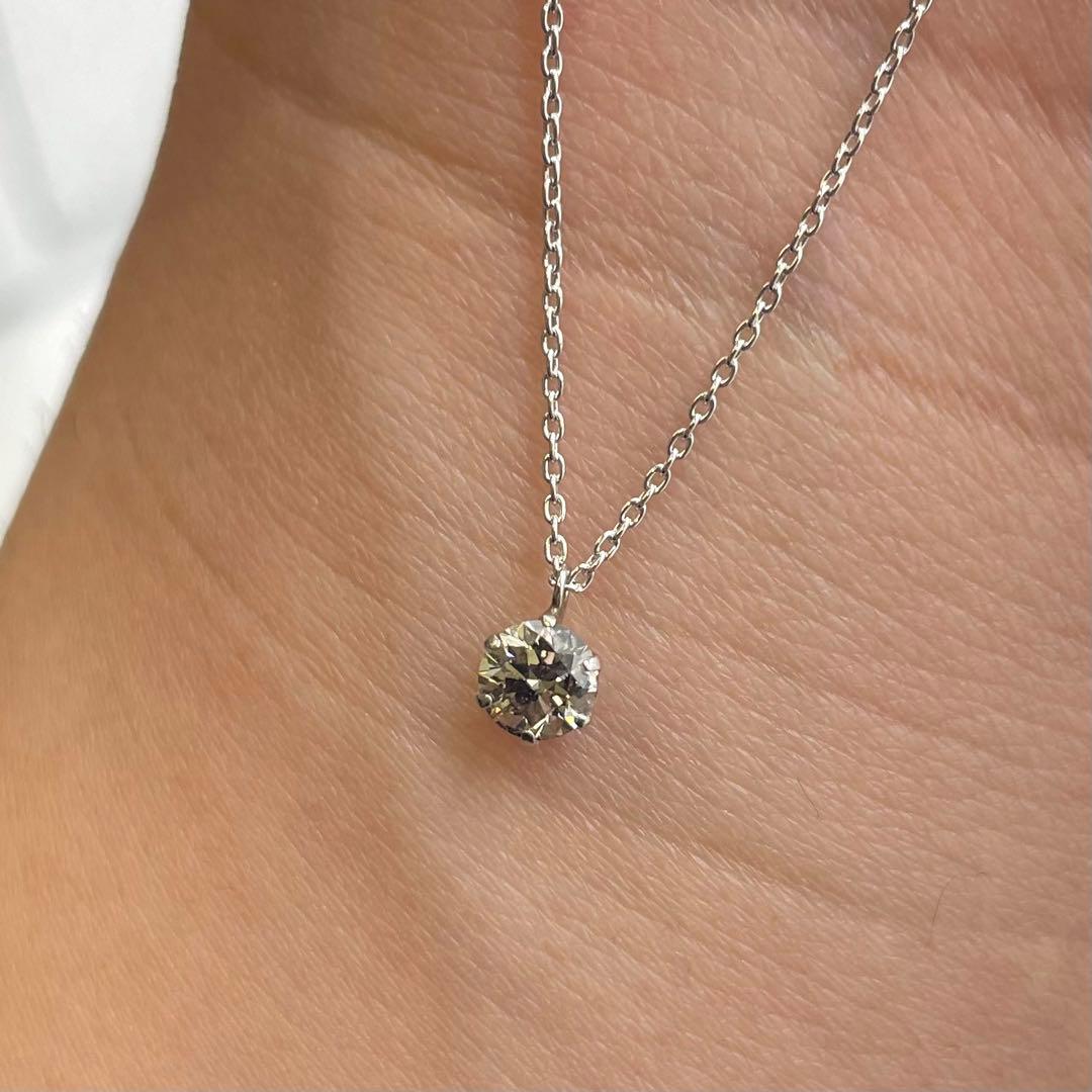 プラチナ900 シルバー925 天然ブラウンダイヤモンド　ネックレス