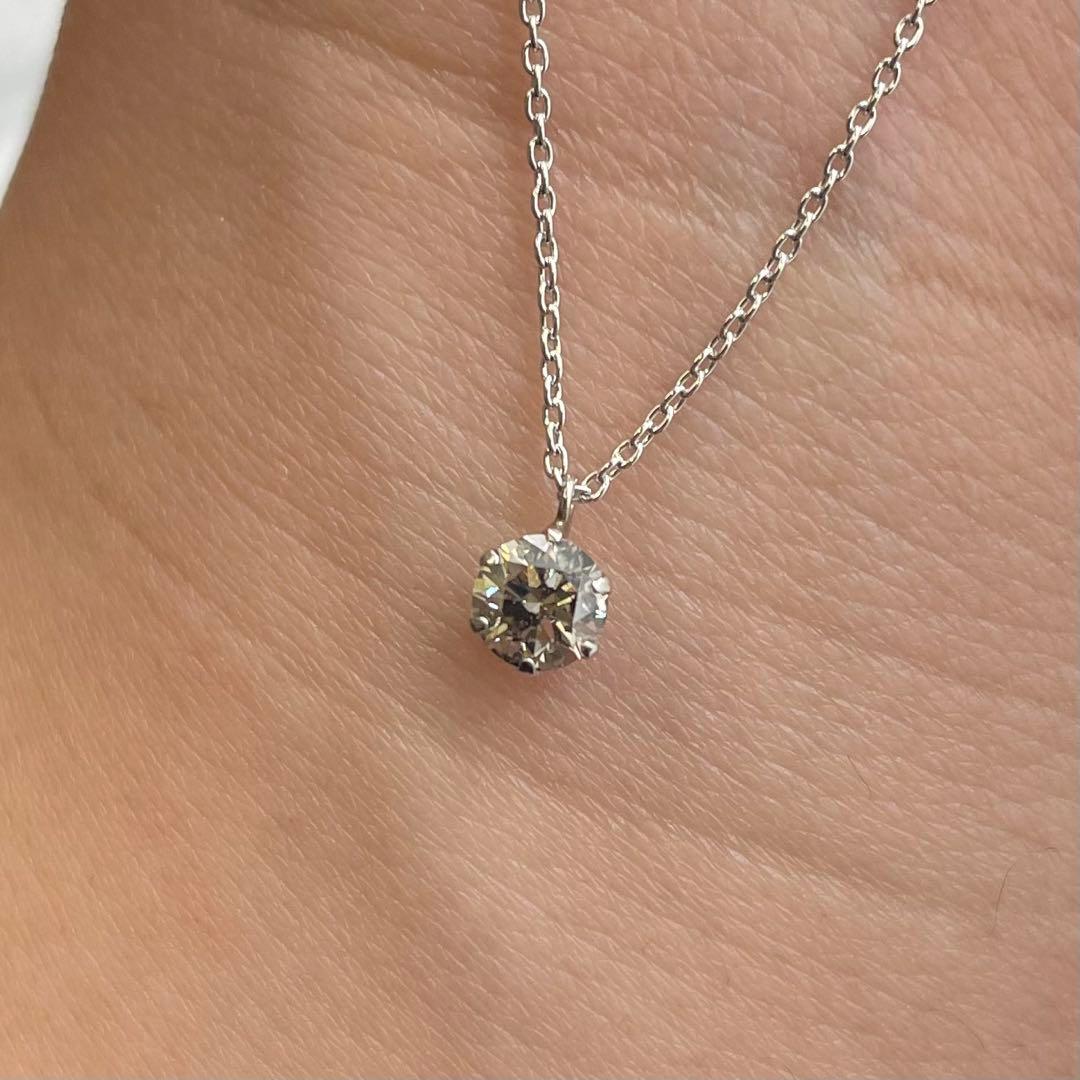 プラチナ900 シルバー925 天然ブラウンダイヤモンド　ネックレス