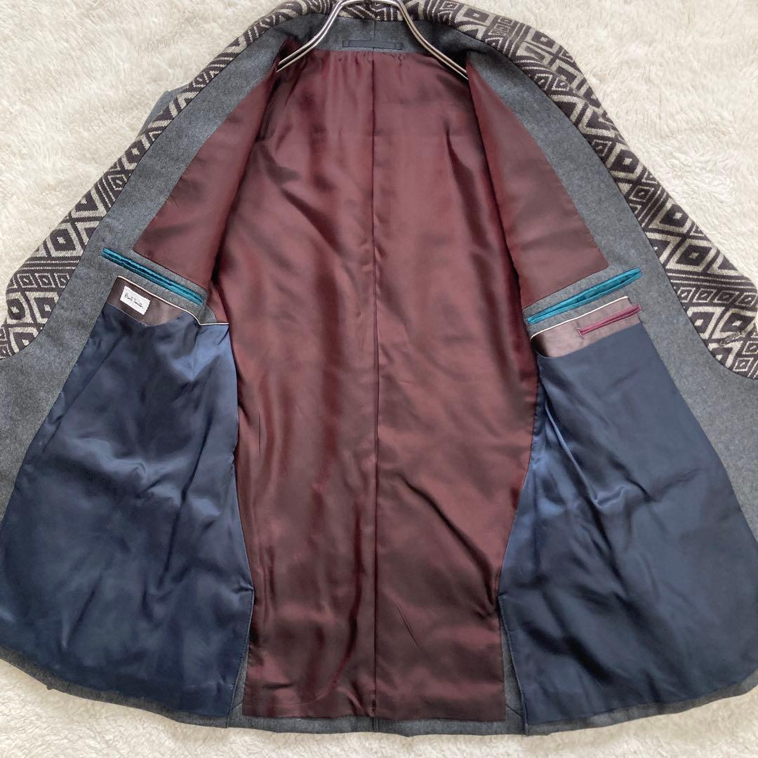 【極美品】ポールスミス　テーラード　入子菱ショールカラー　カシミヤ混　サイズM