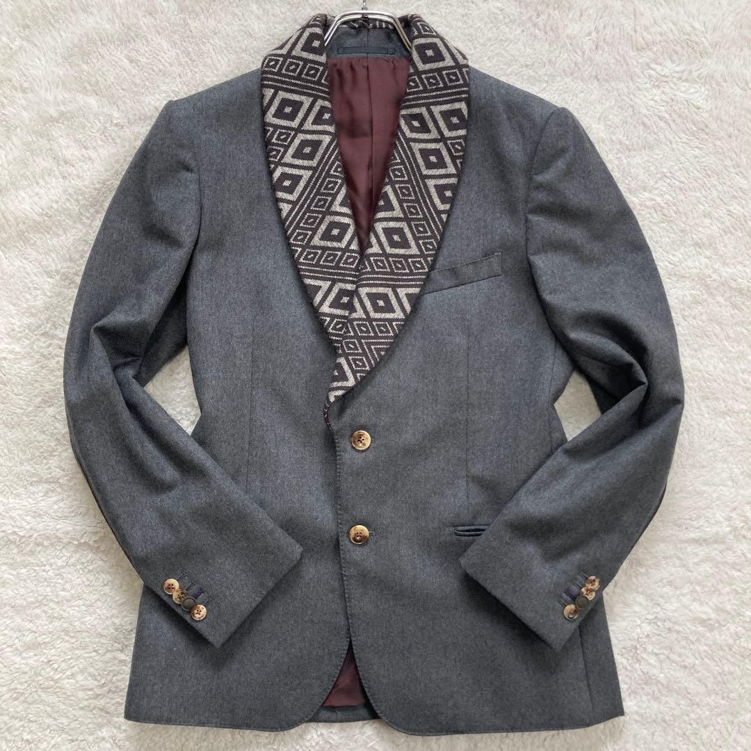 【極美品】ポールスミス　テーラード　入子菱ショールカラー　カシミヤ混　サイズM