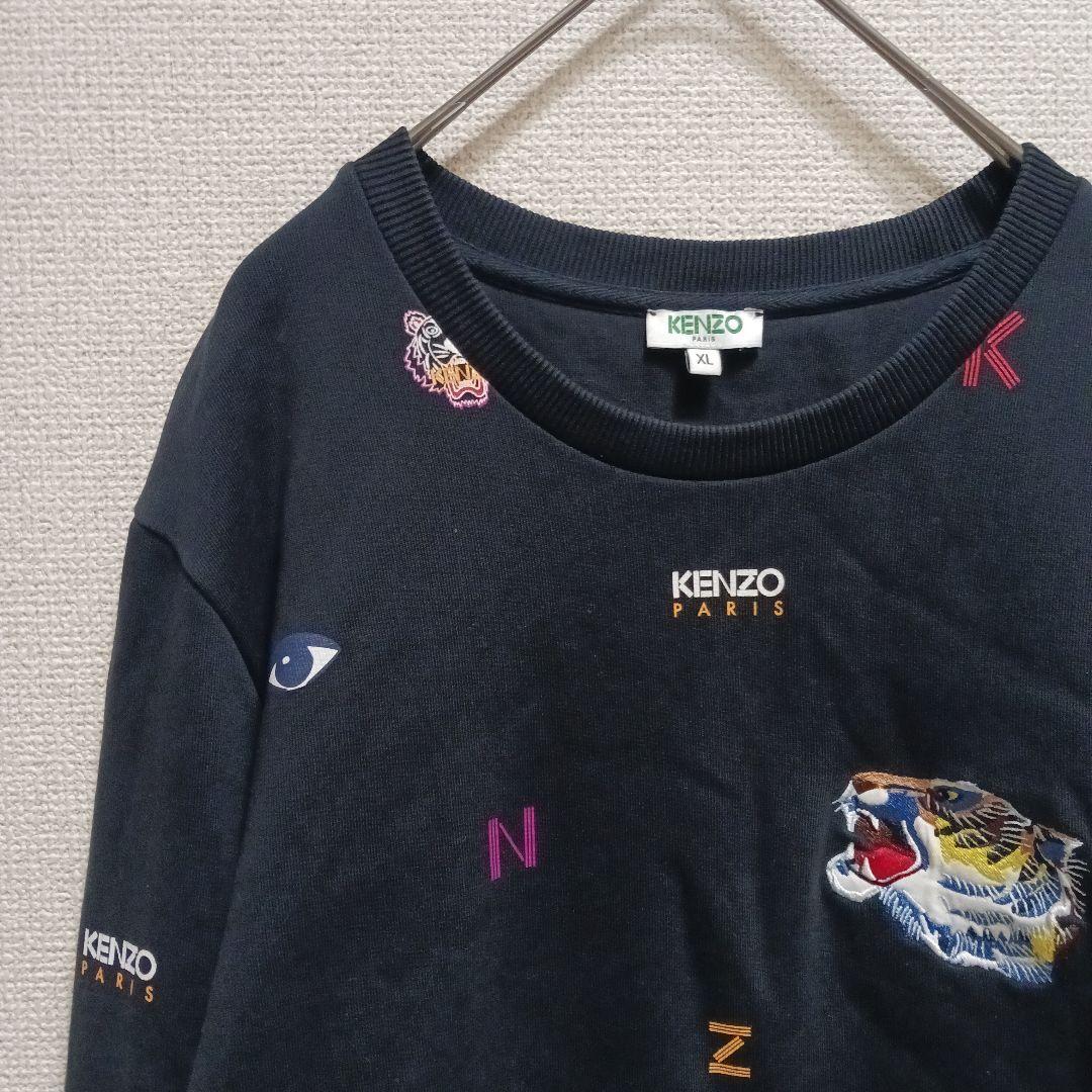 【KENZO PARIS】 刺繍デザイン スウェット XL ブラック