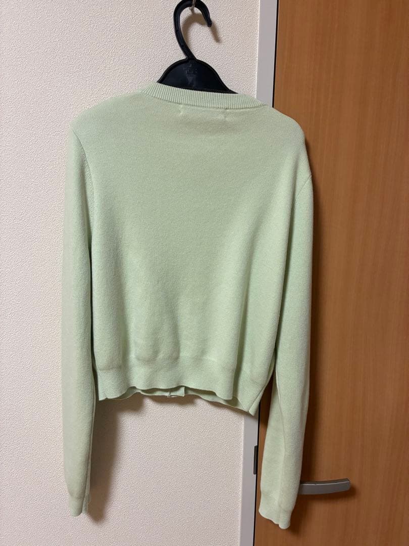 caban コットンカシミヤクルーネックカーディガン　ライトグリーン　XS