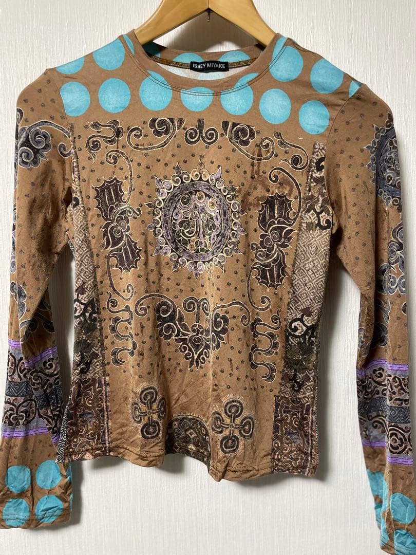 ISSEY MIYAKE 幾何学模様 長袖Tシャツ