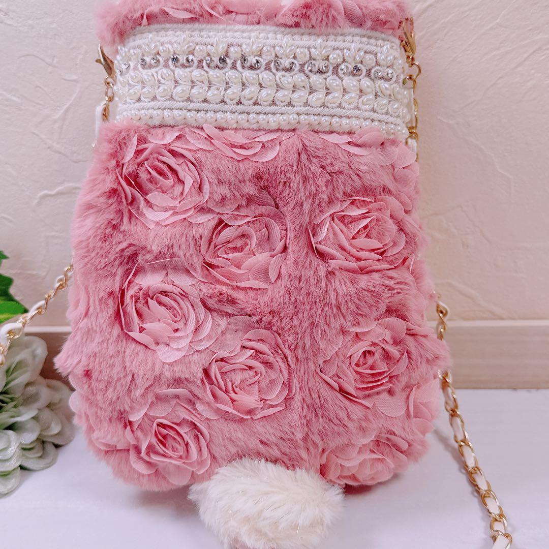 ゆ*ら様 コヤンイサムチョン♡インドパール刺繍リボン×薔薇ファーうさルミちゃんの