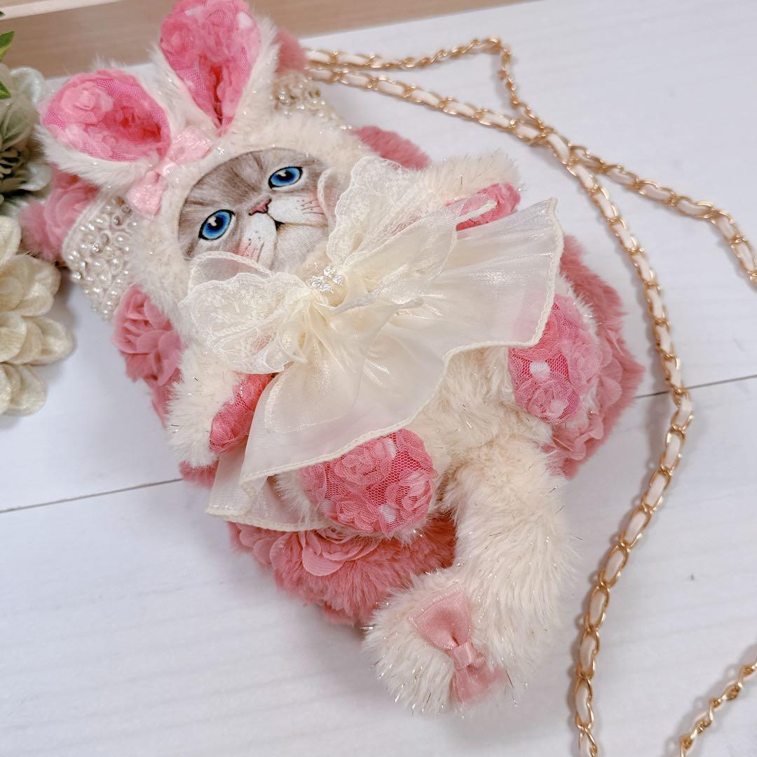 ゆ*ら様 コヤンイサムチョン♡インドパール刺繍リボン×薔薇ファーうさルミちゃんの