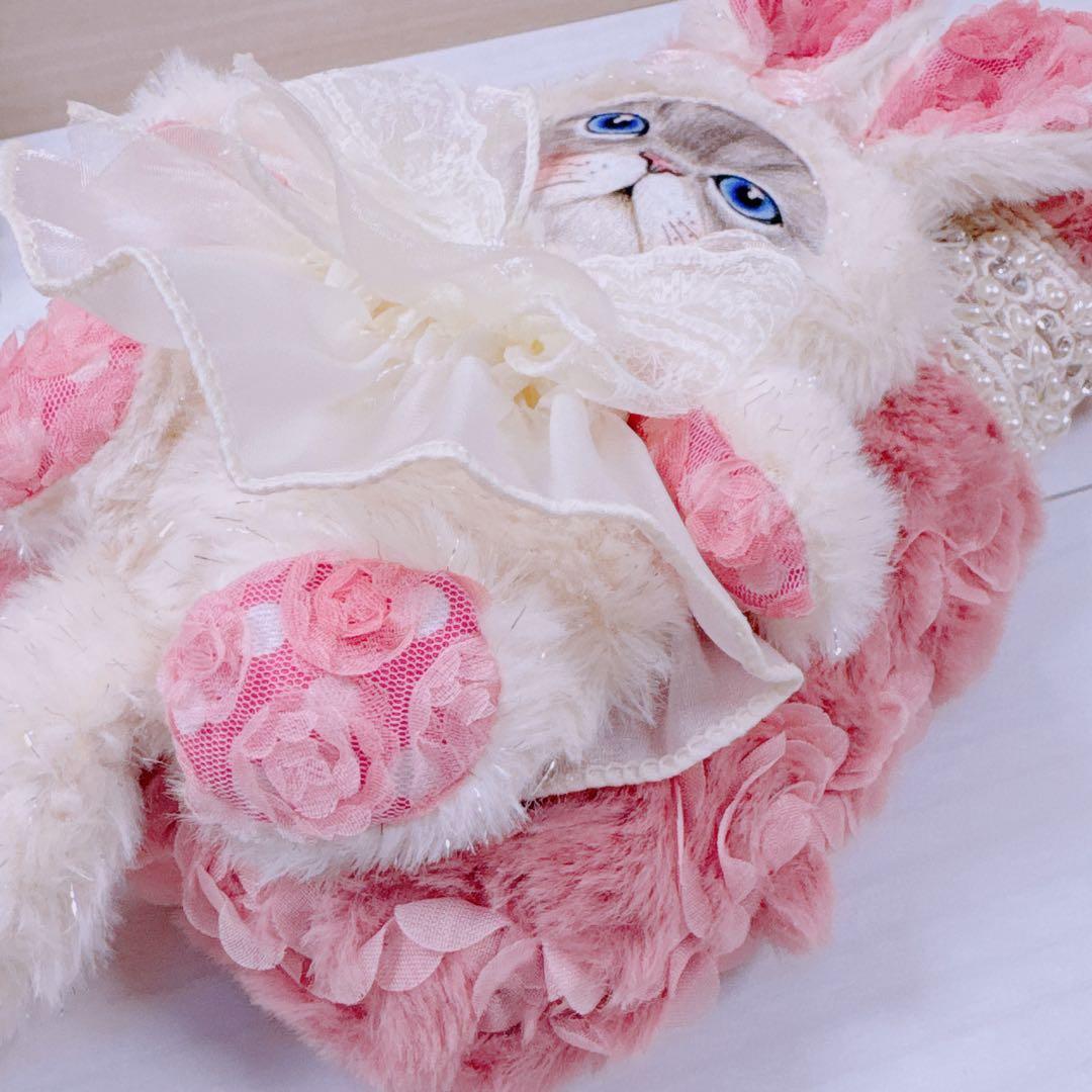 ゆ*ら様 コヤンイサムチョン♡インドパール刺繍リボン×薔薇ファーうさルミちゃんの