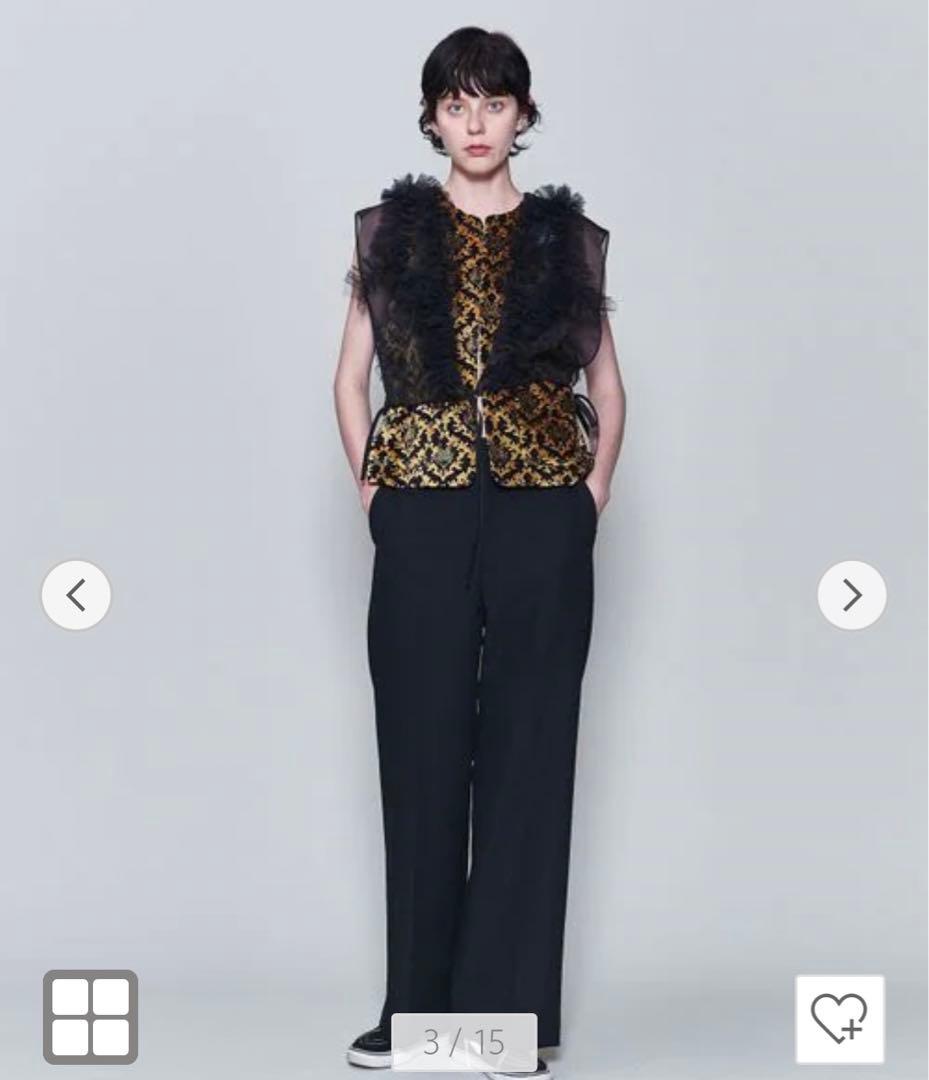 ＜MARGE × 6(ROKU)＞TULLE SHORT GILET/ジレ　白