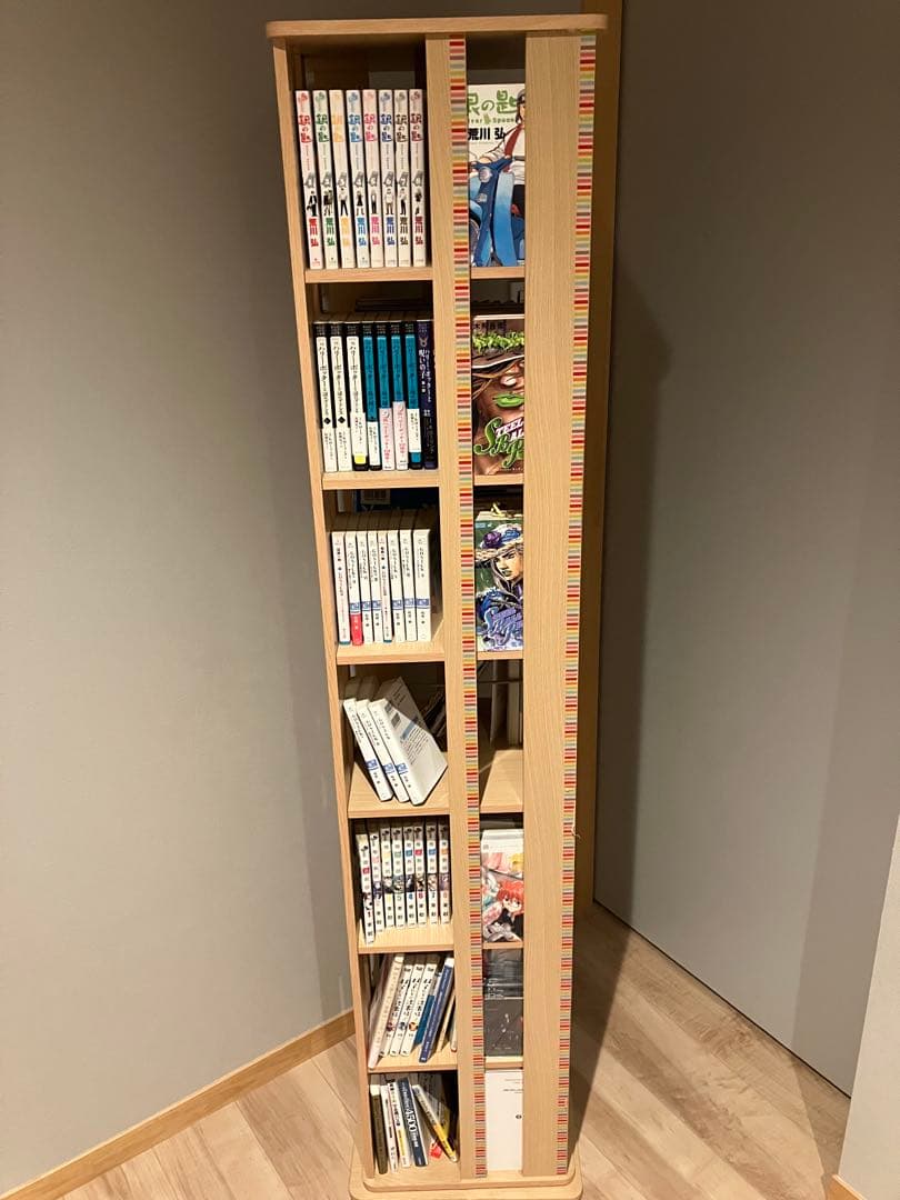 本棚　回転式ラック　7段　ナチュラル　ブックシェルフ　完成品　コミック　文庫