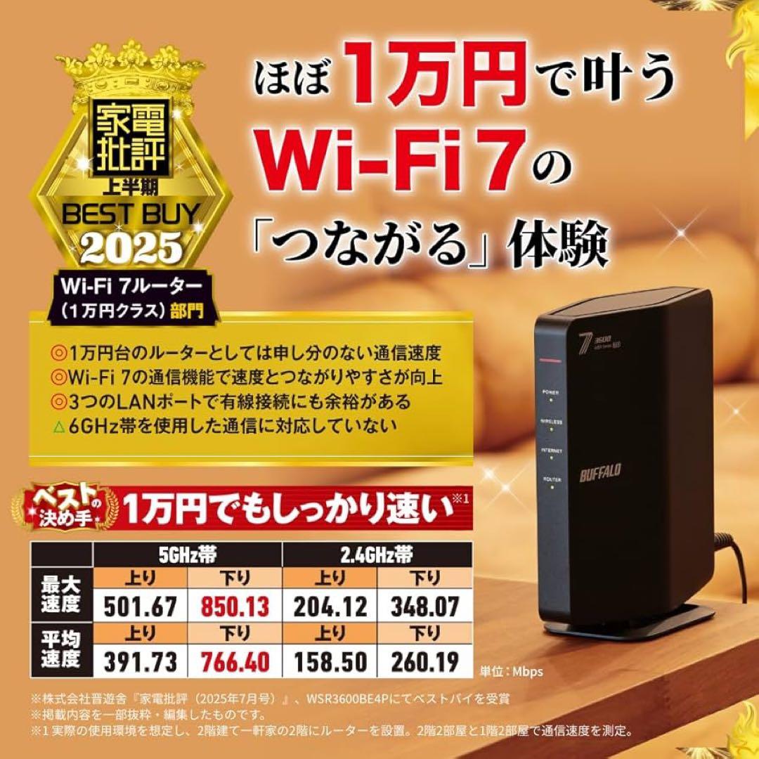 BUFFALO WSR-3600 Wi-Fi 7 ルーター