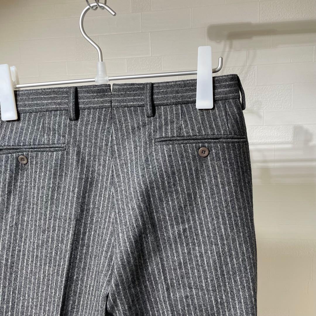 極美品インコテックス　ウールスラックス　1プリーツ　スーパー100s ストライプ
