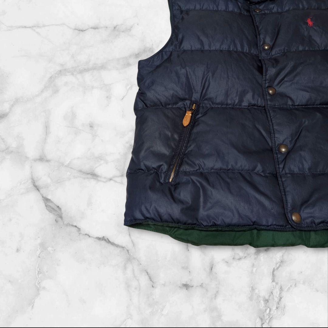 ラルフローレン リバーシブル ダウンベスト ポニー刺繍 2way ダウン80%