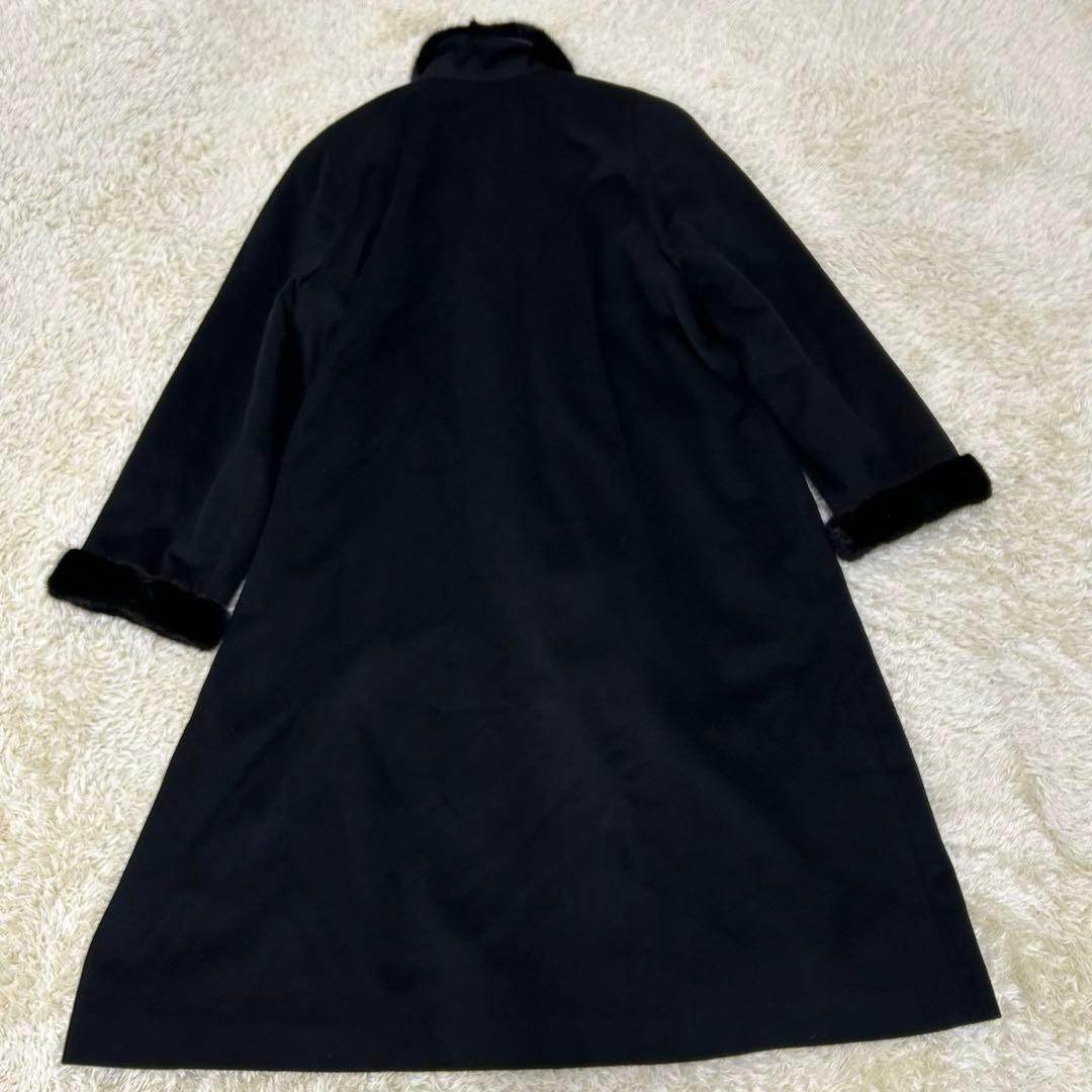 ピエールバルマン カシミヤ100% ミンクファー ロングコート 毛皮 11号