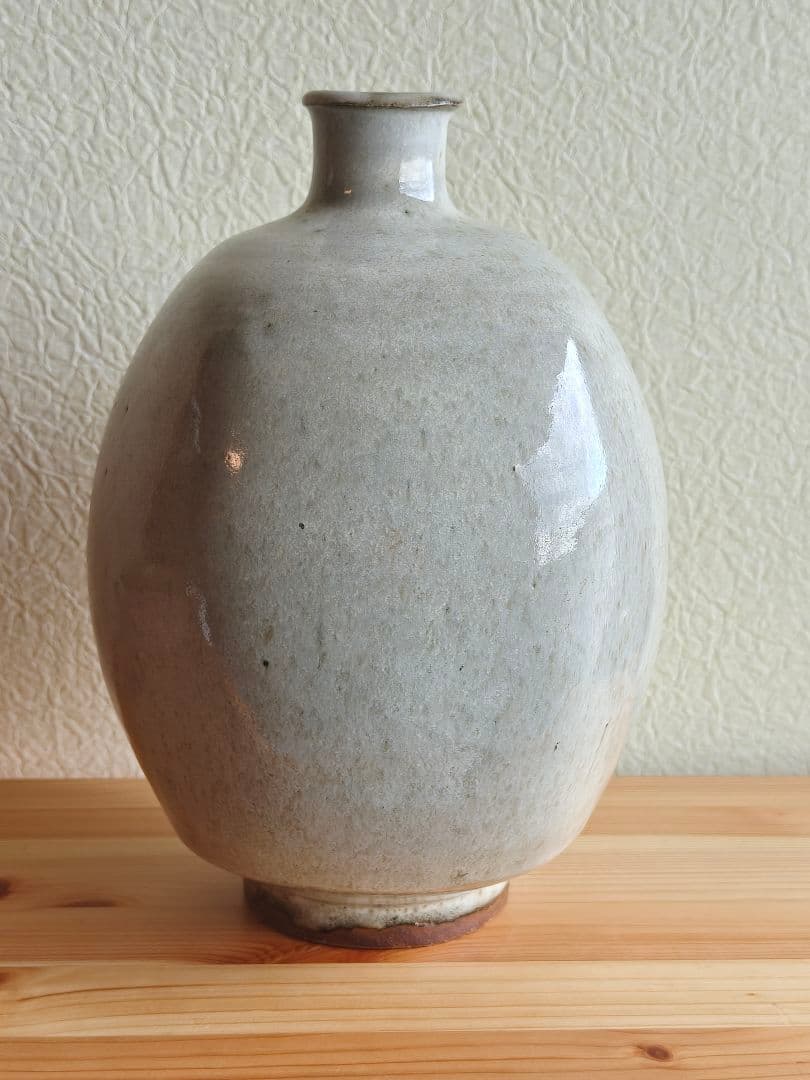 生田和孝 丹波焼 白釉扁壷 師：河合寛次郎 花瓶 花生