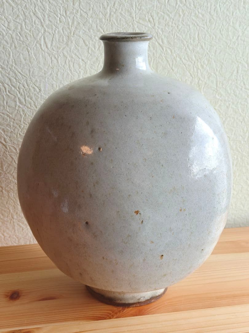 生田和孝 丹波焼 白釉扁壷 師：河合寛次郎 花瓶 花生