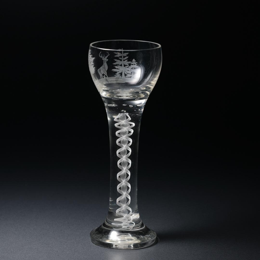 アンティークグラス　ベネチア　ツイストステムゴブレット　トナカイ　R1334ダI