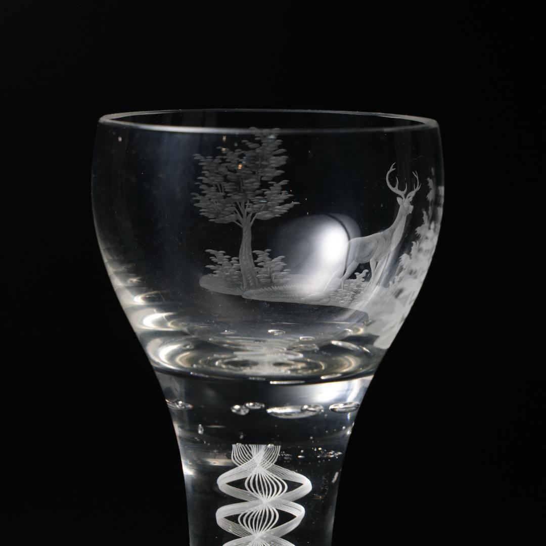 アンティークグラス　ベネチア　ツイストステムゴブレット　トナカイ　R1334ダI