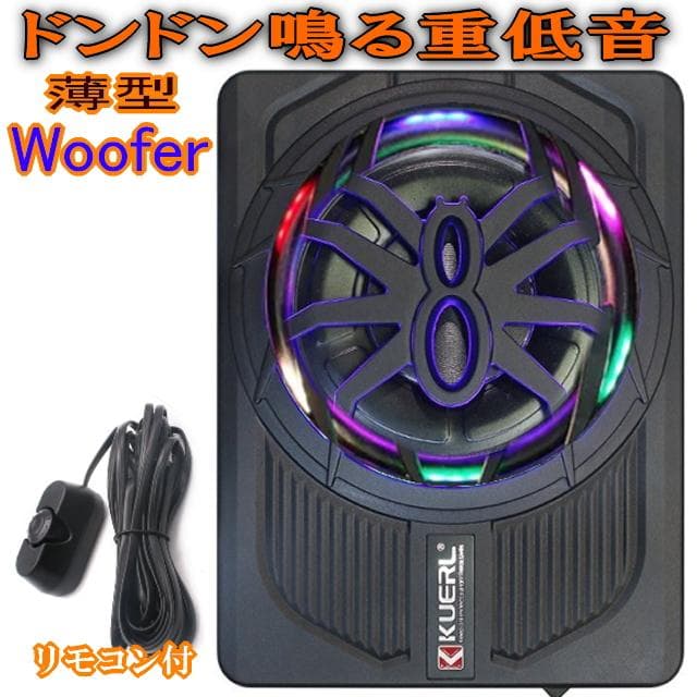 本格派重低音 10インチ 800Wサブウーファー レインボーLED 薄型ウーハー