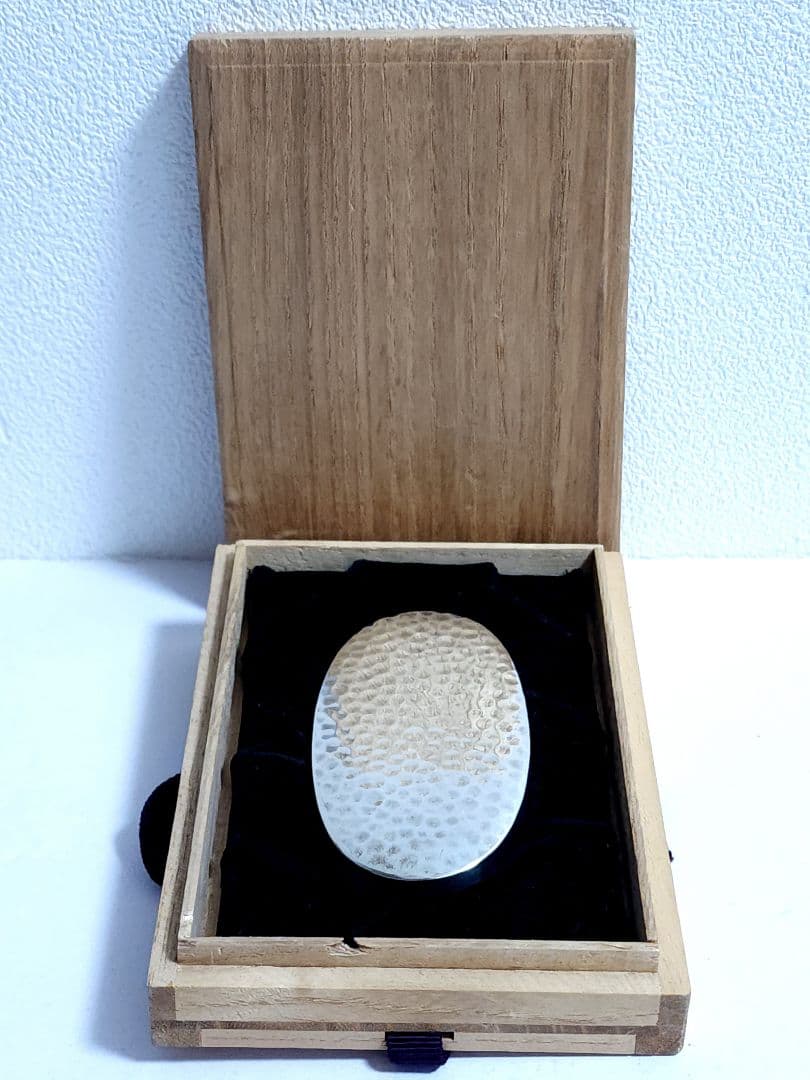 銀製 小判型 ケース 小物入 楊枝入 槌目打 40.51g