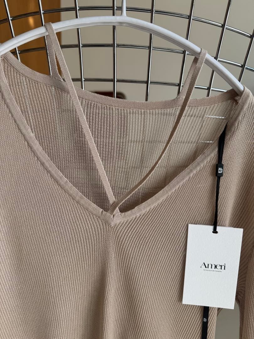 AMERI vintage シアーフリルニットトップス