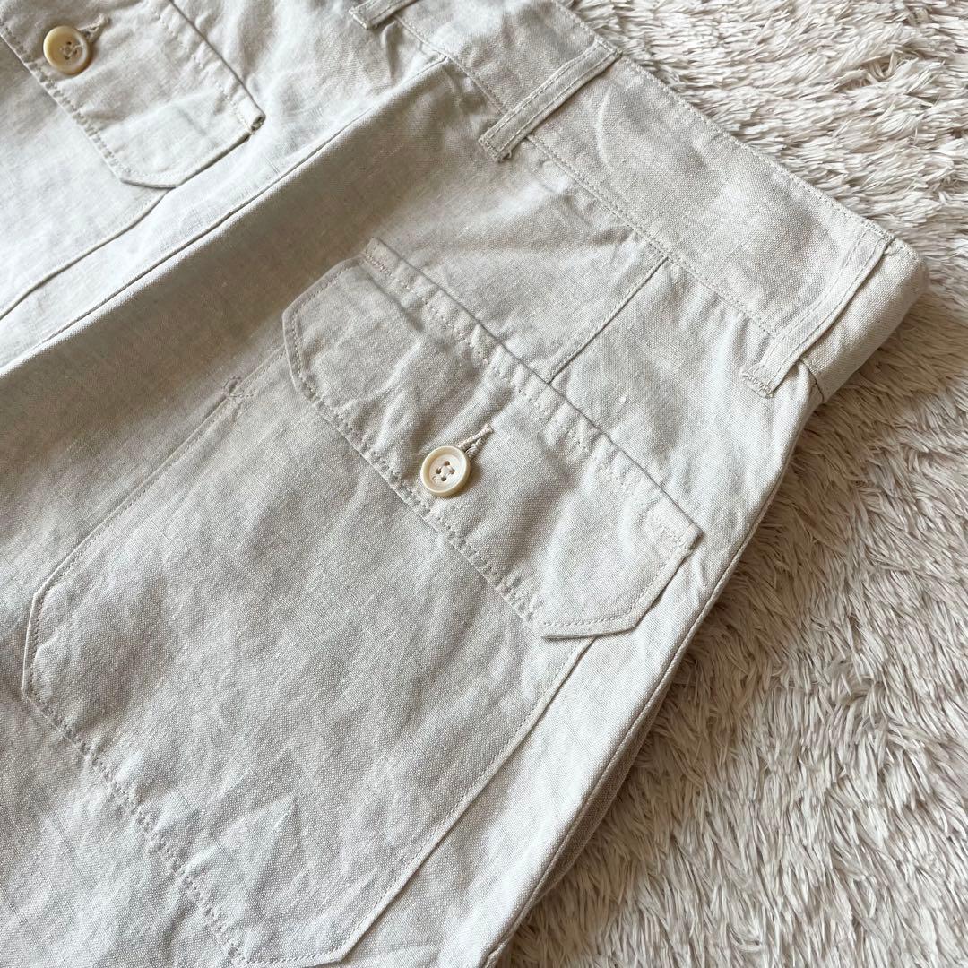 45R 極美品 リネンの908ベイカーパンツ 1 ナチュラル