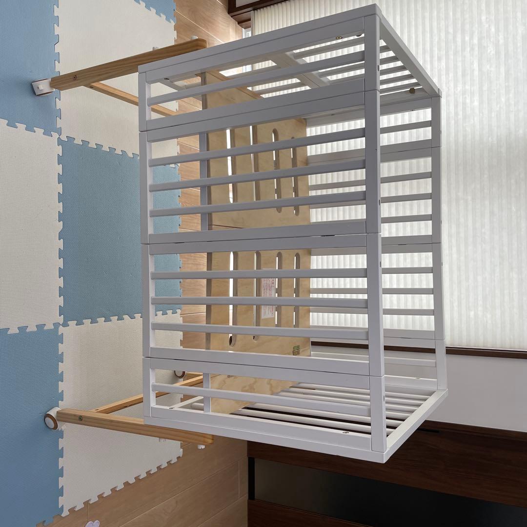 大和屋　パタンⅡ ホワイト木製ベビーベッド 60x90cm